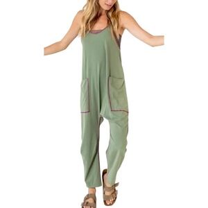 NATURAL LIFE Green Jumpsuit with Purple Trim